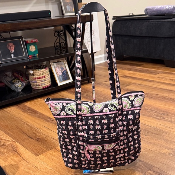 Vera Bradley “Pink Elephant” Villager Shoulder/Tote Bag - Picture 3 of 17